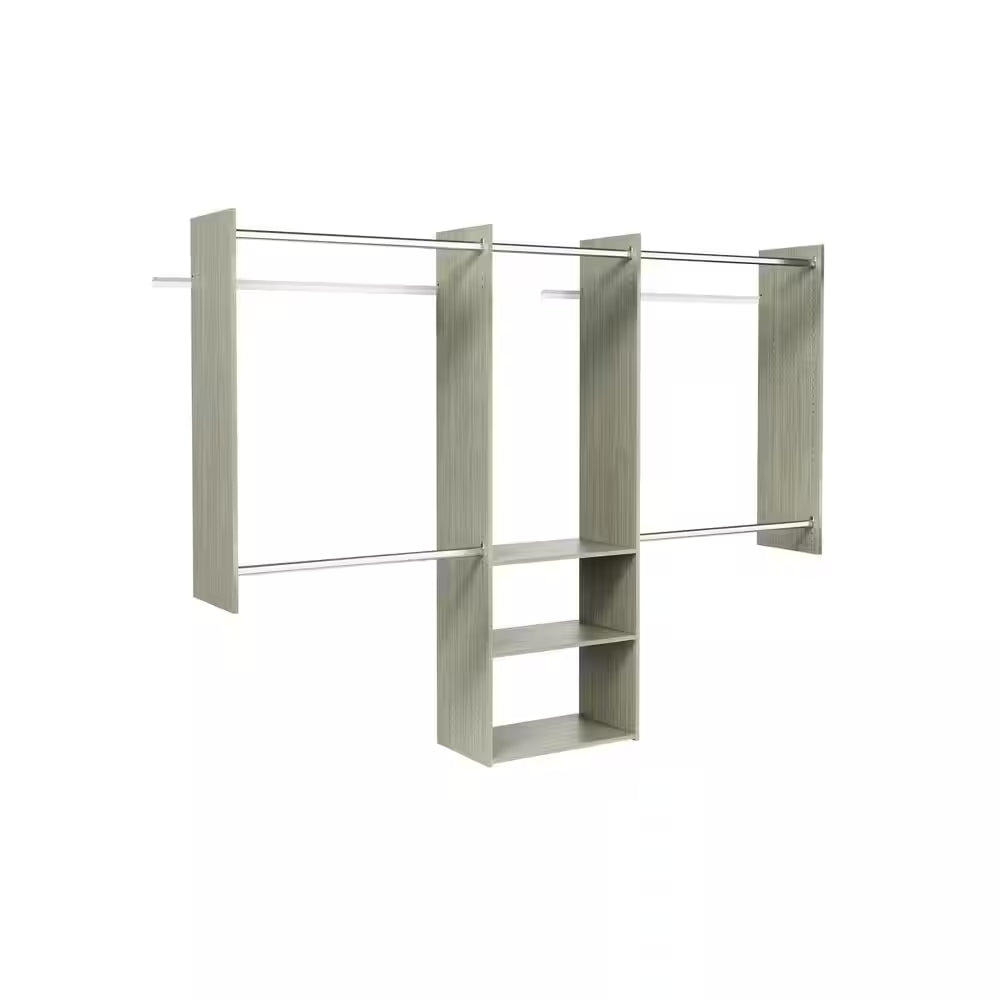 Deluxe 60 In. W - 96 In. W White Wood Closet System