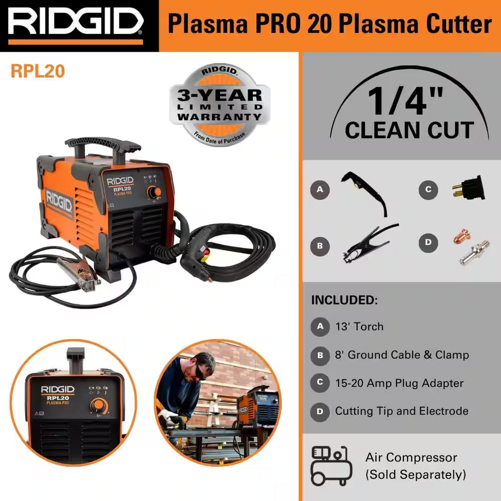 20 Amp Plasma Pro Plasma Cutter 120V Input Cuts up to 1/4 In. Inverter Technology