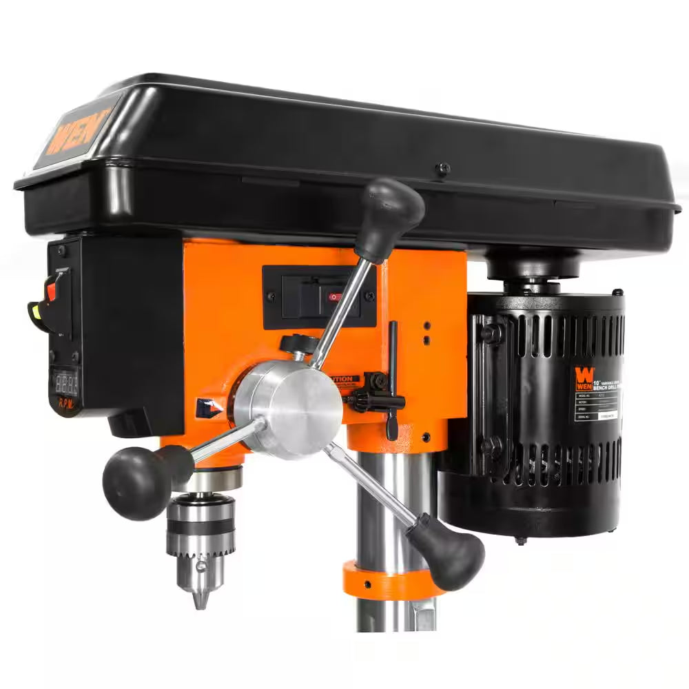5-Amp 10 In. Variable Speed Cast Iron Benchtop Drill Press with Laser and 1/2 In. Chuck Capacity