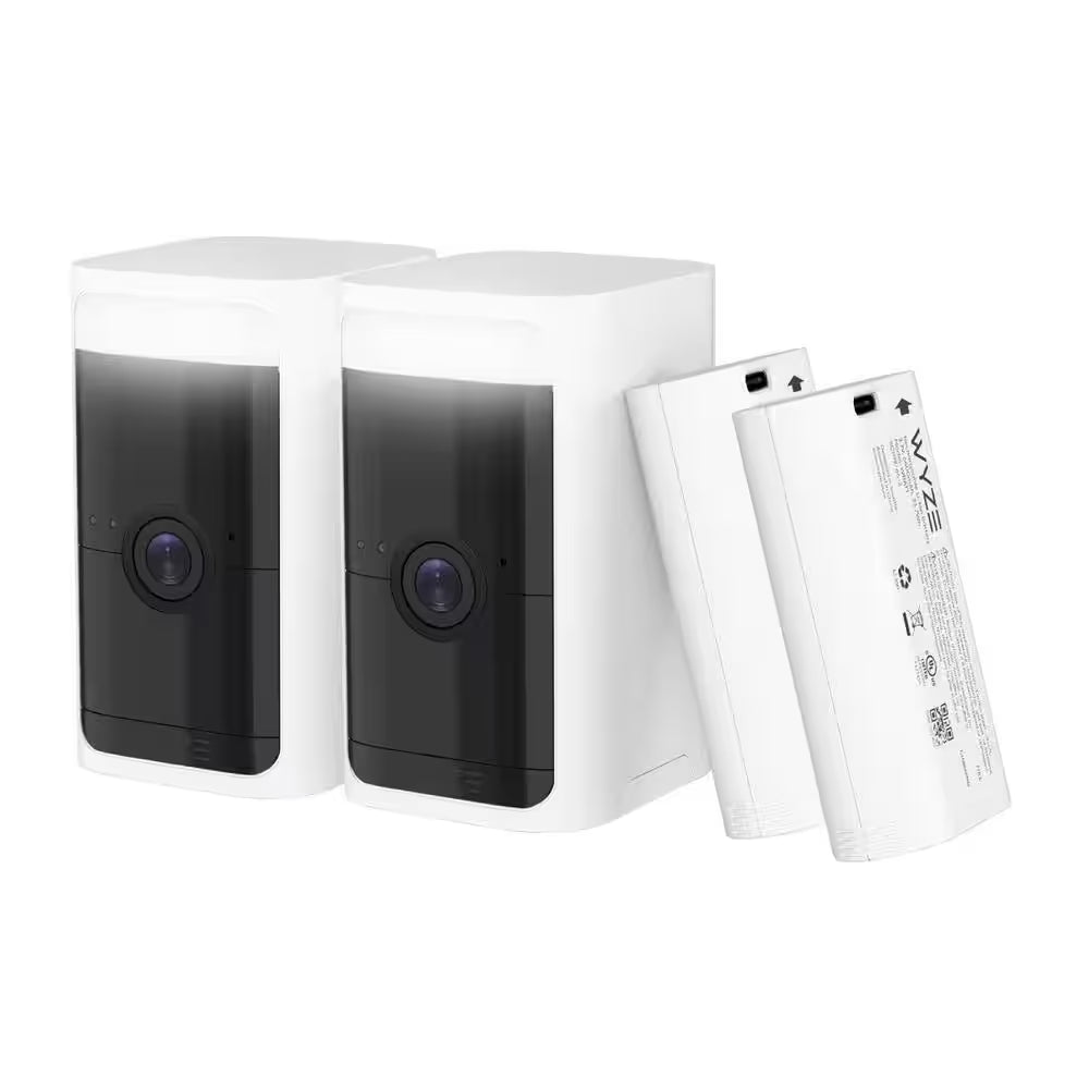 Battery Cam Pro 2-Pack, Wireless Indoor/Outdoor Home Security Camera, 2K HD Color Night Vision and Built-In Spotlight