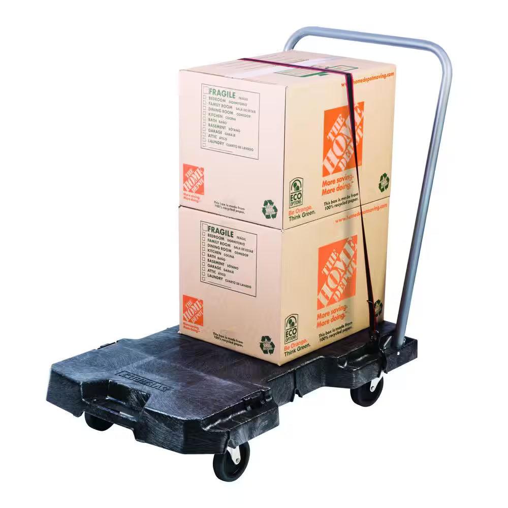 2-Tier Plastic 4-Wheeled Service Cart in Black