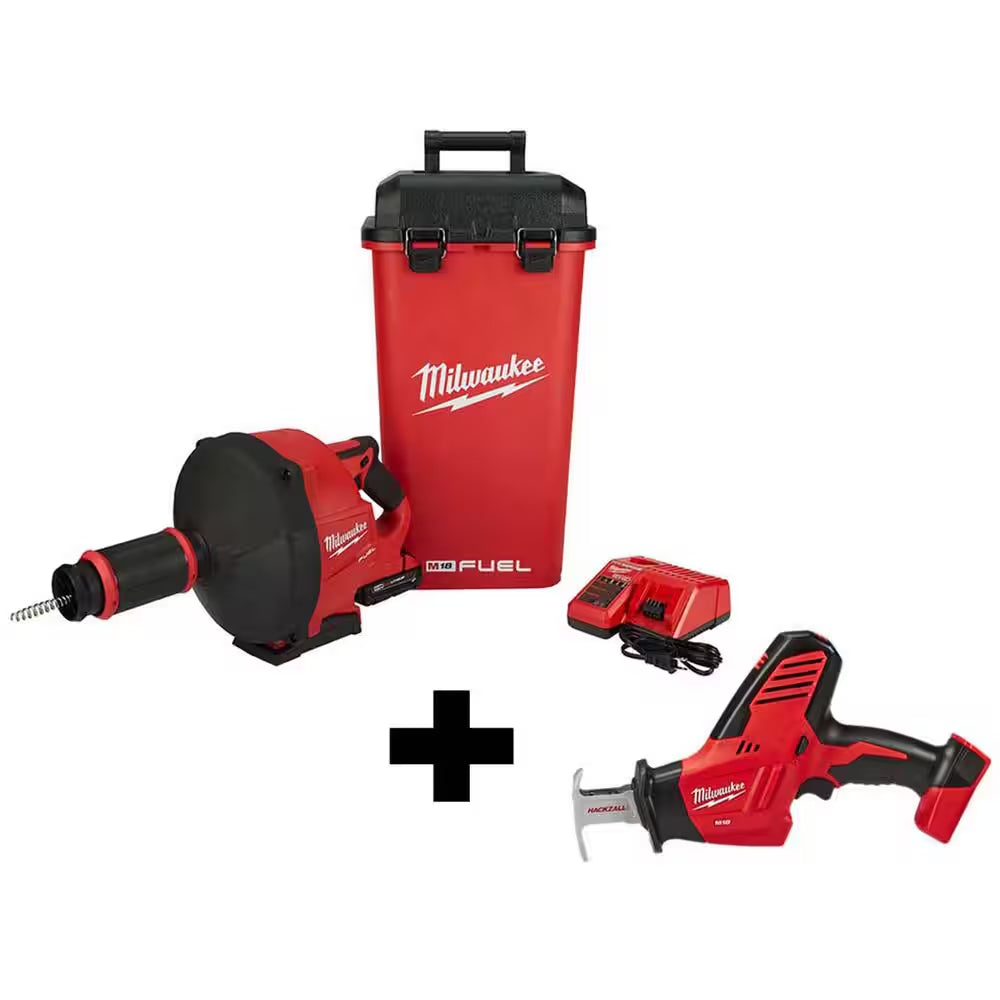 M18 FUEL 18V Lithium-Ion Brushless Cordless Drain Snake Auger with 5/16 In. Cable Drive Kit W/ 5.0Ah Battery