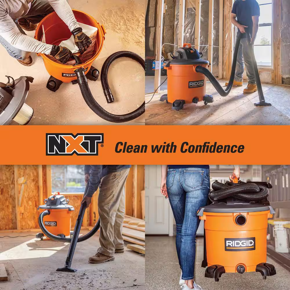 16 Gal. 5.0 Peak HP NXT Shop Vacuum Wet Dry Vac with General Debris Filter, Locking Hose and Attachments HD1640