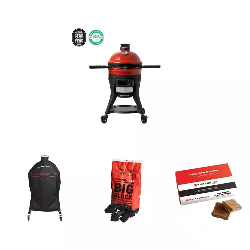Konnected Joe 18 In. Digital Grill & Smoker with Cover, 20 Lb Charcoal, and Fire Starters (24-Count)
