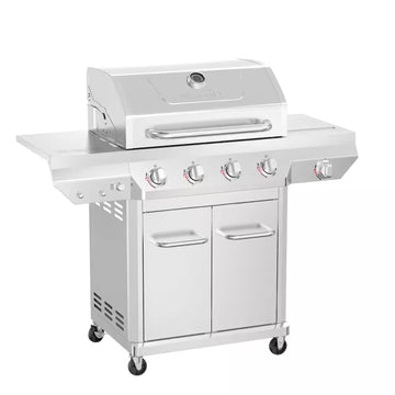 4 Burner Stainless Steel Propane Gas Grill with Side Burner