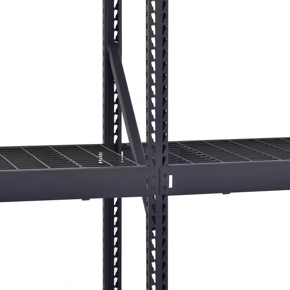 4-Shelf Metal Industrial Duty Freestanding Garage Storage Shelving Unit in Black (77 In. W X 72 In. H X 24 In. D)