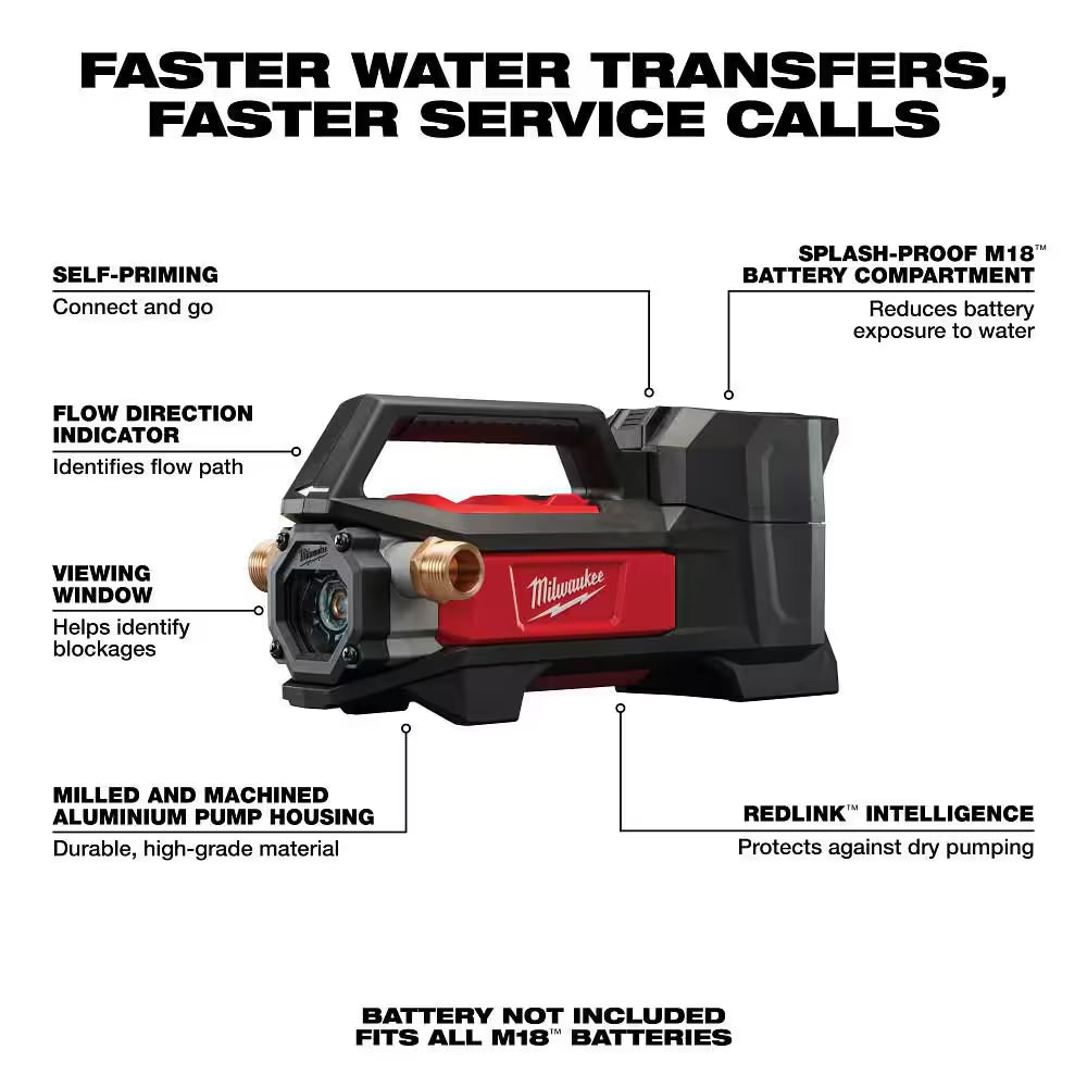 M18 18-Volt 1/4 HP Lithium-Ion Cordless Transfer Pump (Tool Only)