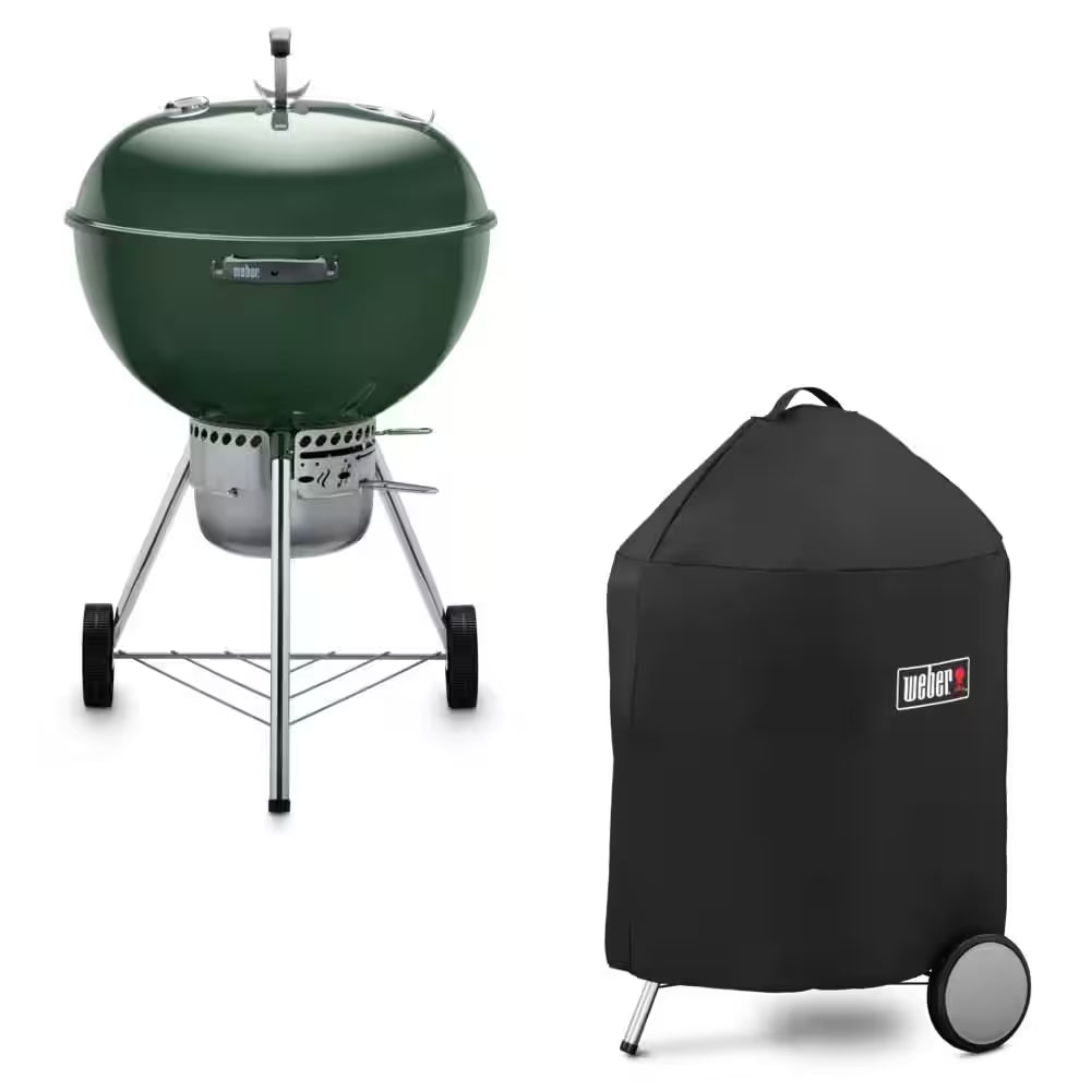 Original Kettle Premium 22 In. Charcoal Grill in Black with Built-In Thermometer with Premium Grill Cover