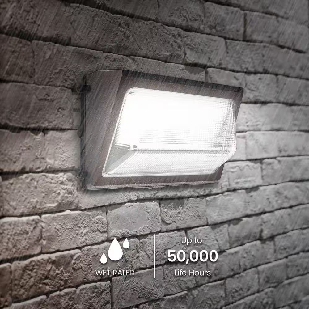 4000/6000/8000 Lumens Select Integrated LED Selectable 5CCT Bronze Dusk to Dawn Commercial Wall Pack Light