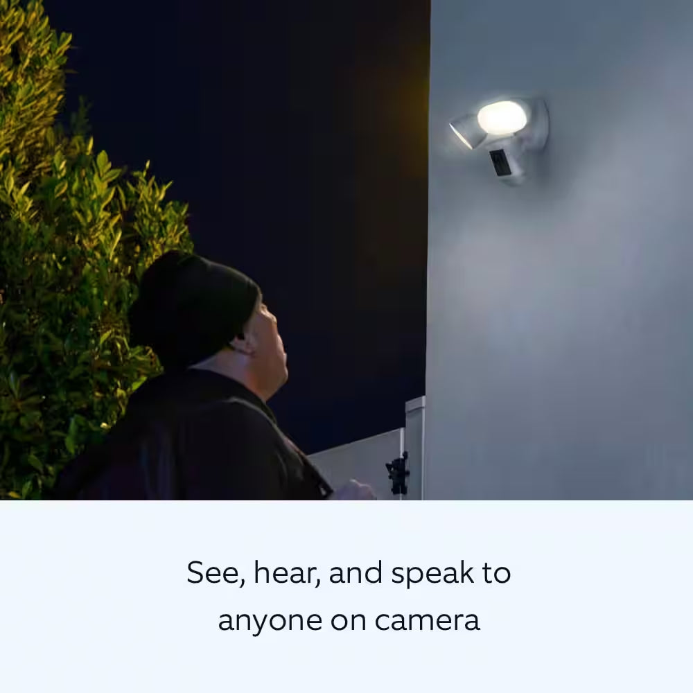 Floodlight Cam Pro Wired Security Camera with 2K Video,  Vision, 2 LED Lights, and 3D Motion Detection - Black