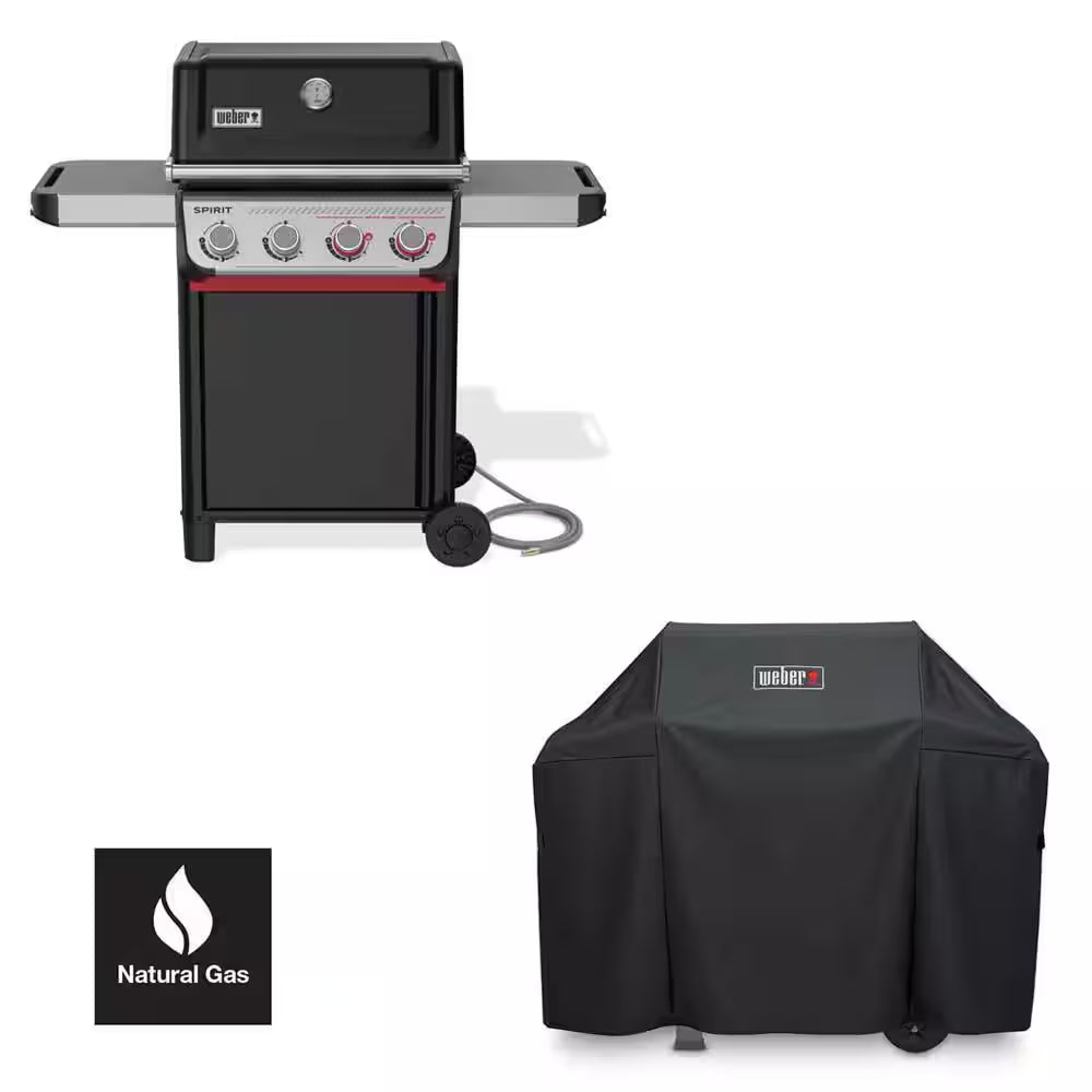 Spirit E-325 3-Burner Natural Gas Grill in Black with Powerful Boost Burners