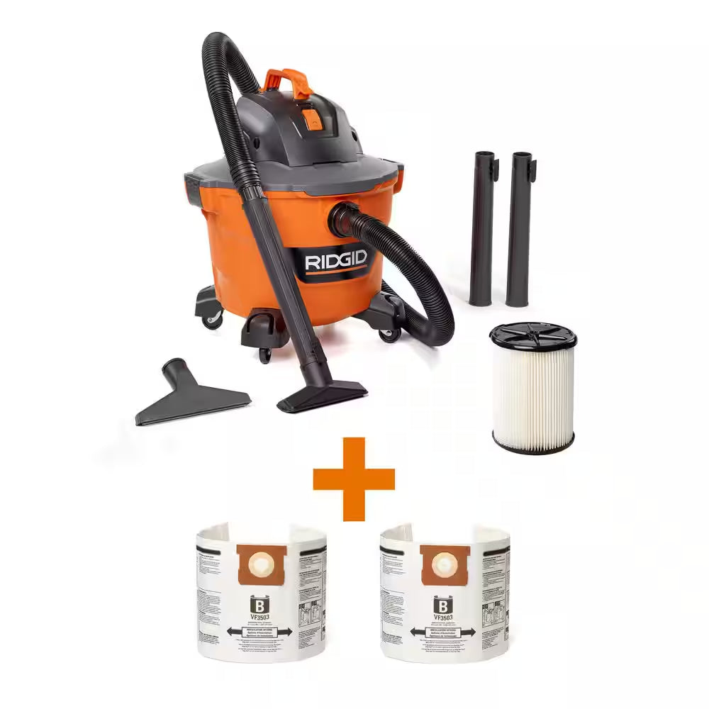 6 Gal. 3.5 Peak HP NXT Shop Vacuum Wet Dry Vac with General Debris Filter, Locking Hose and Attachments HD06001
