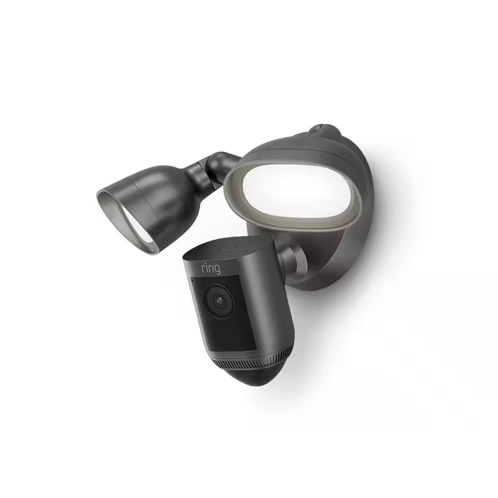 Floodlight Cam Pro Wired Security Camera with 2K Video,  Vision, 2 LED Lights, and 3D Motion Detection - Black