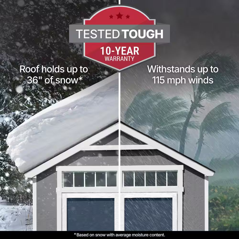 Assembly Included Majestic Deluxe 8 Ft. X 12 Ft. Wood Shed W/ Floor-Outdoor Storage W/ Gray Shingles (96 Sq. Ft.)
