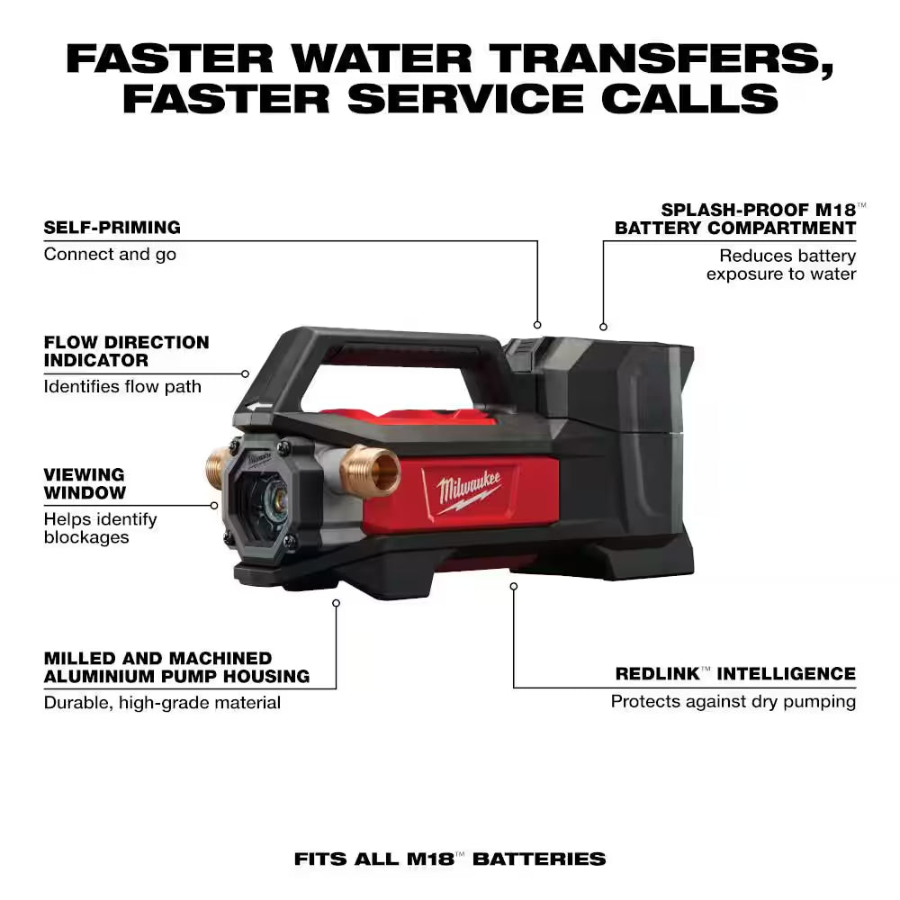 M18 18-Volt 1/4 HP Lithium-Ion Cordless Transfer Pump with M18 Starter Kit with One 5.0 Ah Battery and Charger