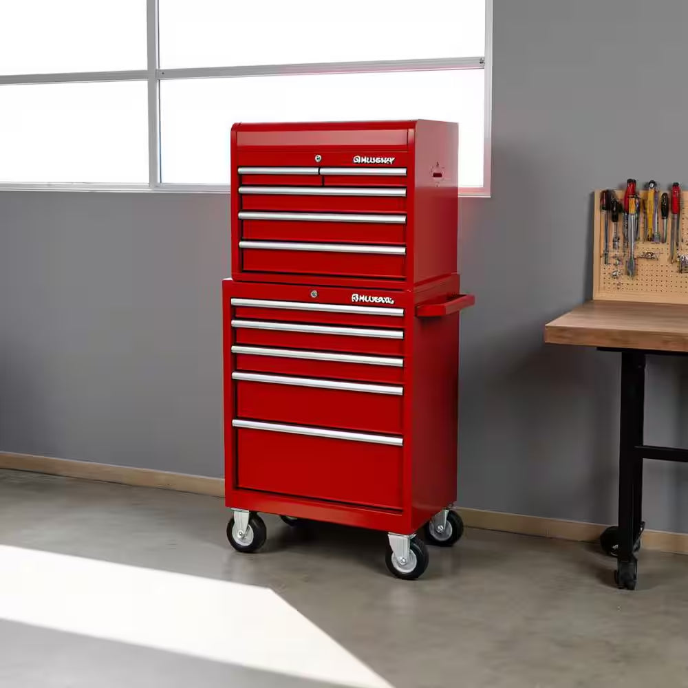 Tool Storage 27 In. W X 18 In. D Standard Duty Red Rolling Tool Chest Combo