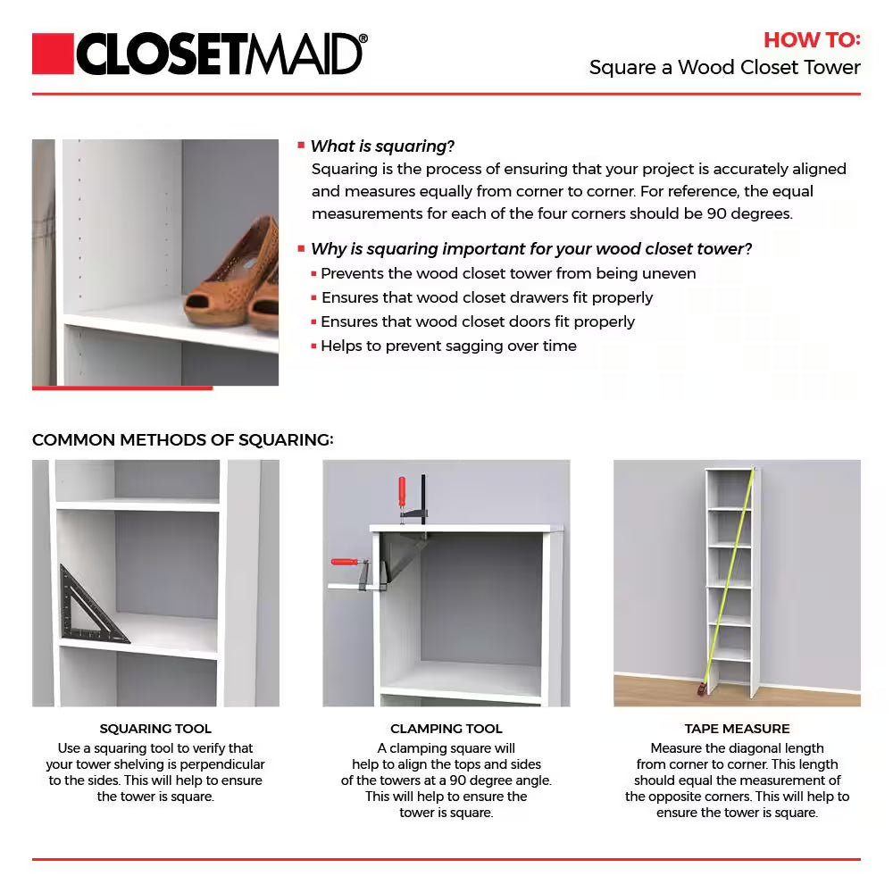 Style+ 25 In. W White Hanging Wood Closet Tower