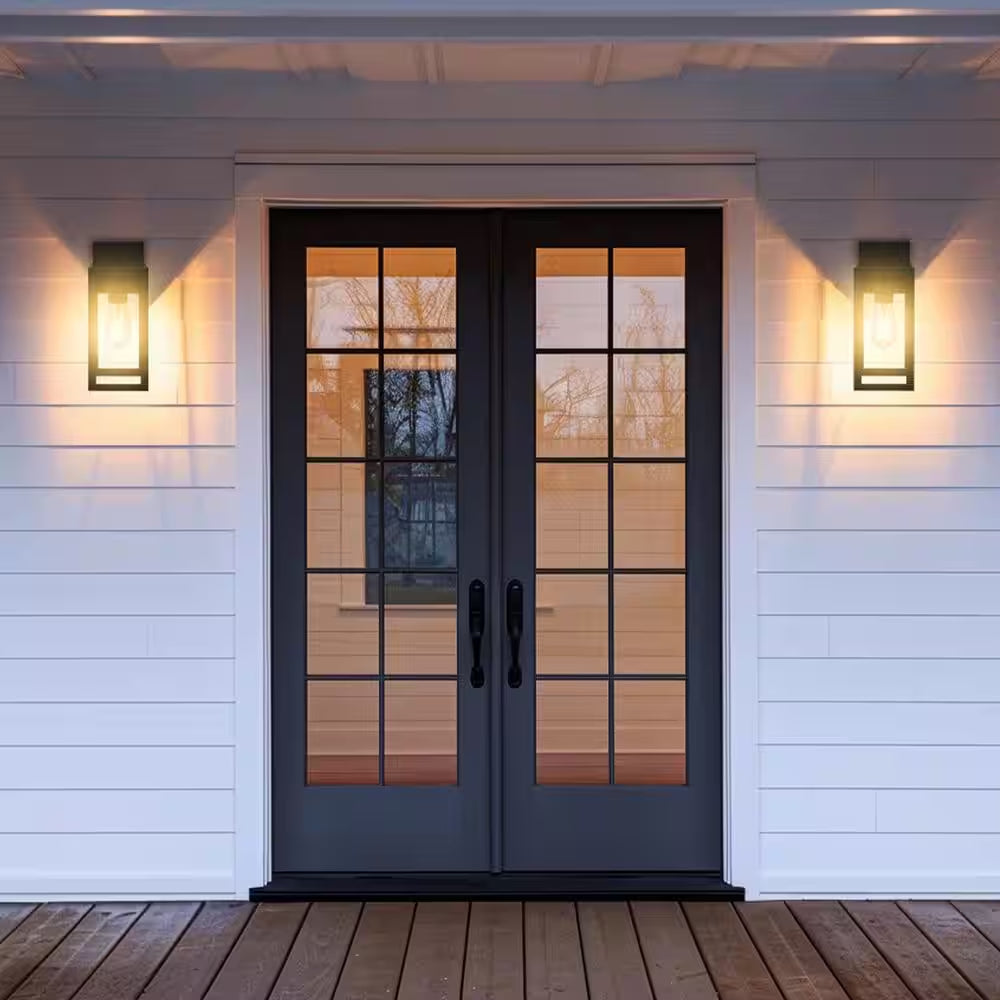 Hurley 12 In. Matte Black Hardwired Outdoor Wall Light Lantern Sconce with No Bulb Included