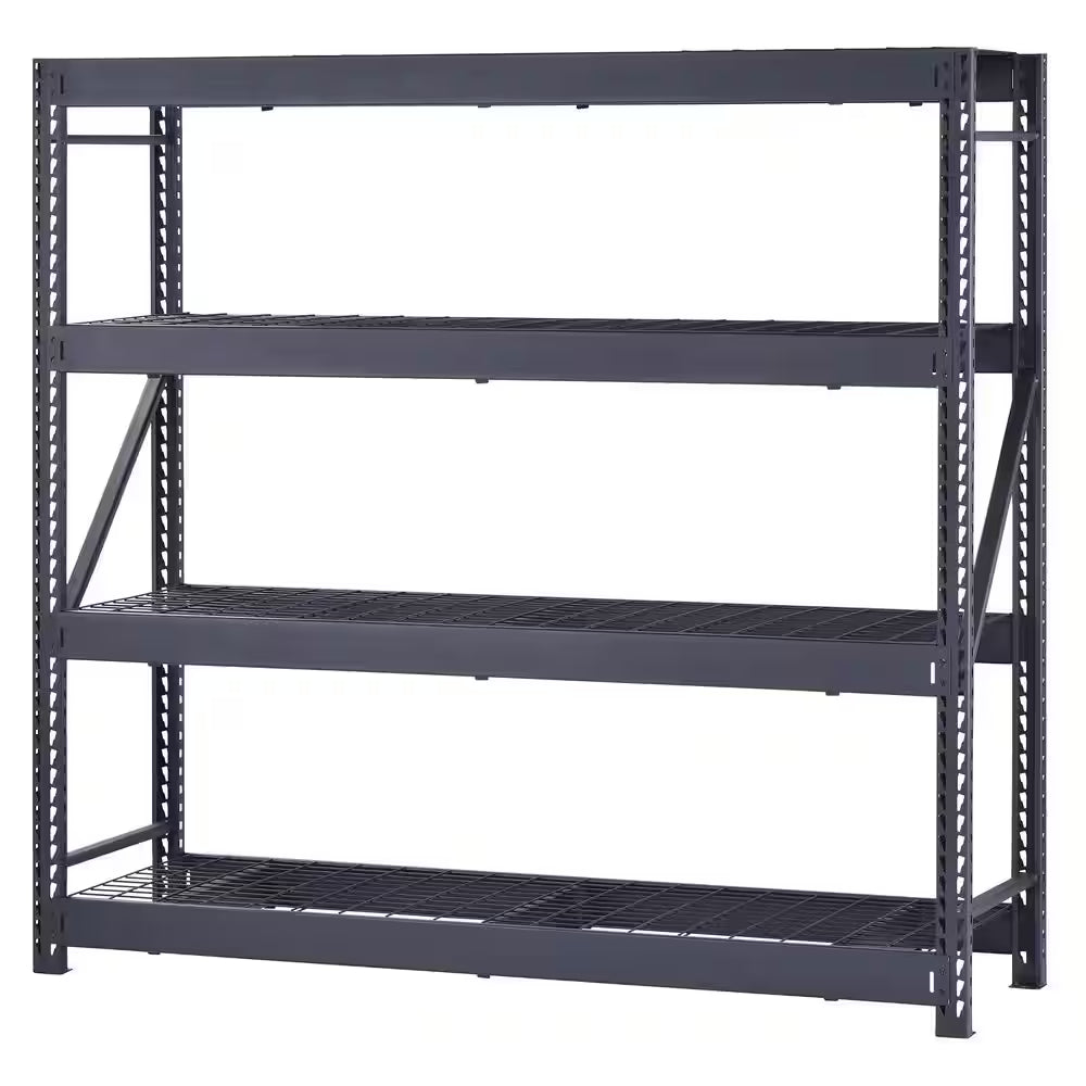 4-Shelf Metal Industrial Duty Freestanding Garage Storage Shelving Unit in Black (77 In. W X 72 In. H X 24 In. D)