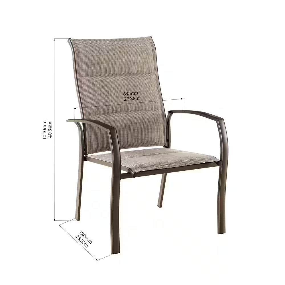 Oversized Padded Sling Stack Outdoor Dining Chair in Riverbed