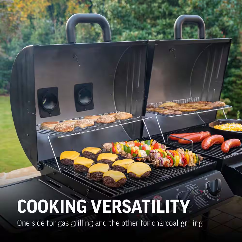 Double Play 1,260 Sq., In. 3-Burner Gas and Charcoal Grill in Black