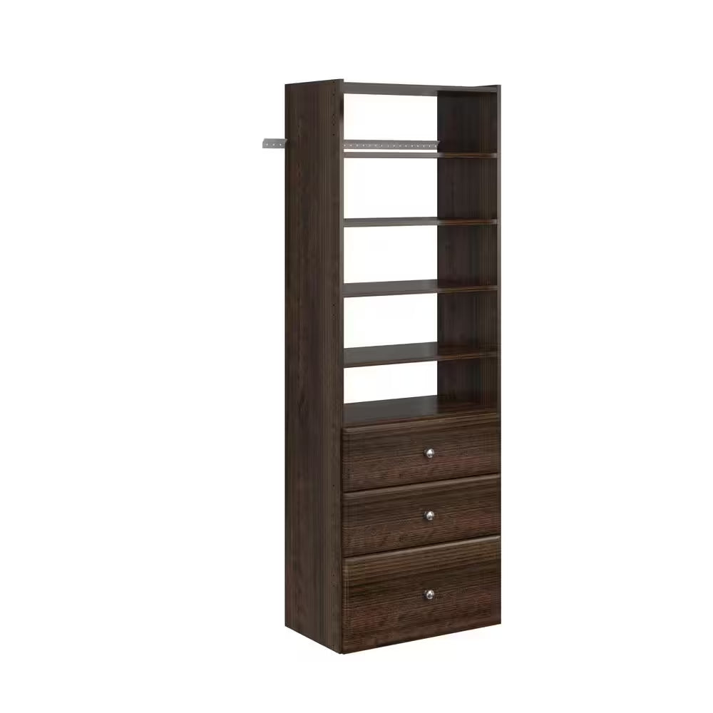 Premier 25 In. W Classic White Tower Unit Wall Mount 6-Shelf Wood Closet System
