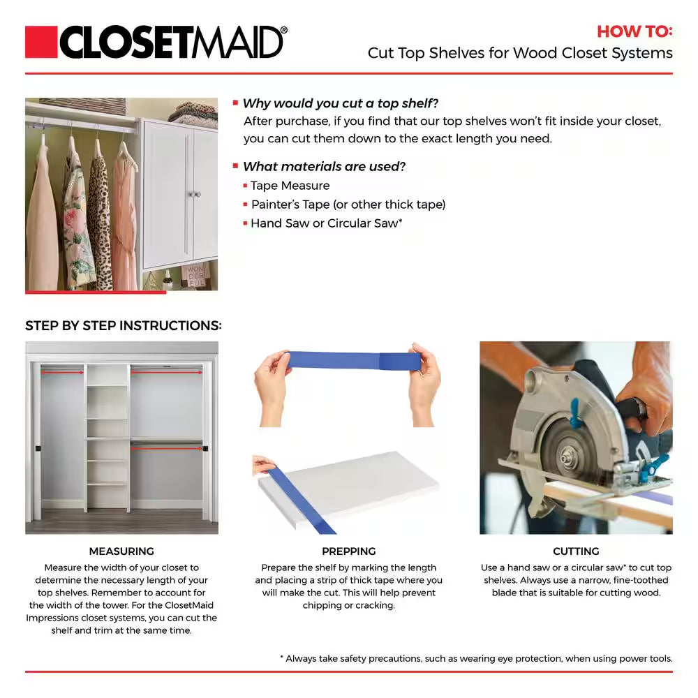 Impressions Basic plus 60 In. W - 120 In. W White Wood Closet System