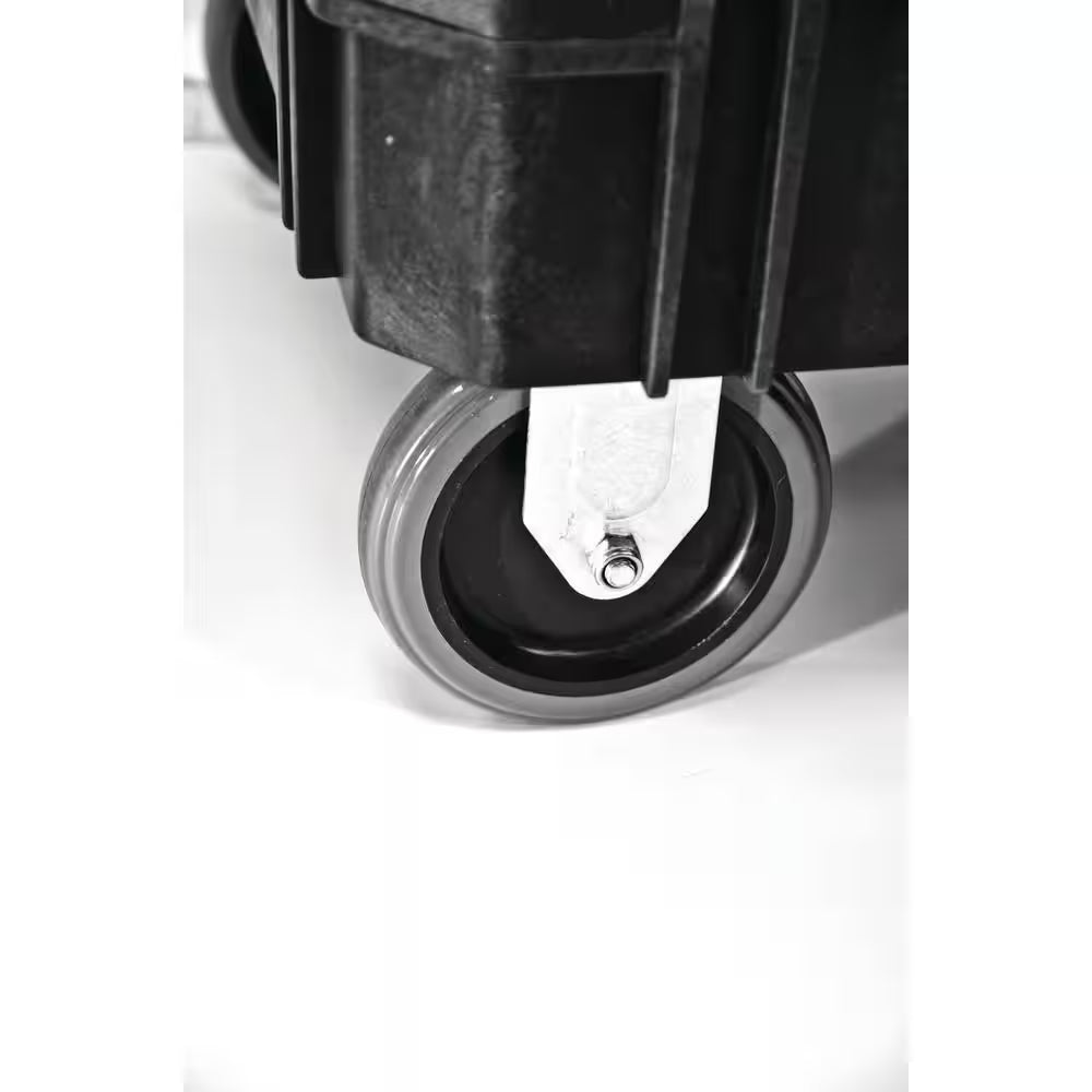 2-Tier Plastic 4-Wheeled Service Cart in Black