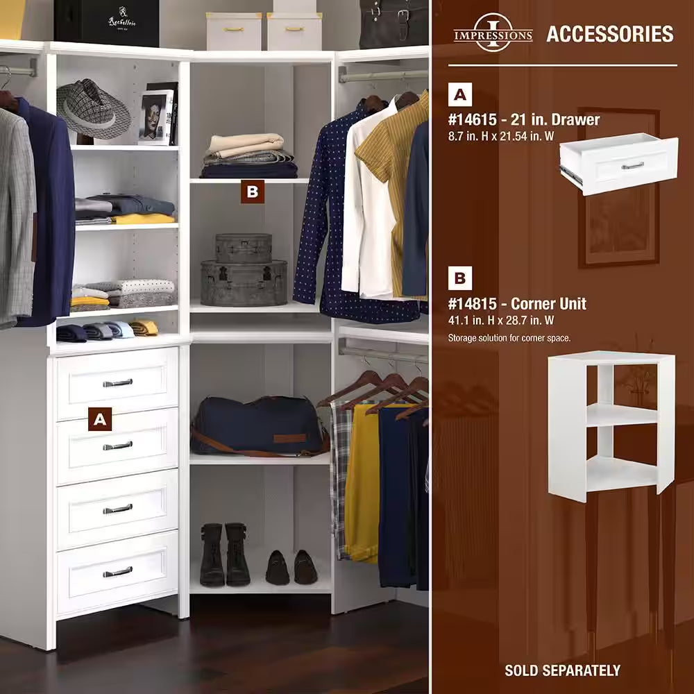 Impressions Basic plus 60 In. W - 120 In. W White Wood Closet System