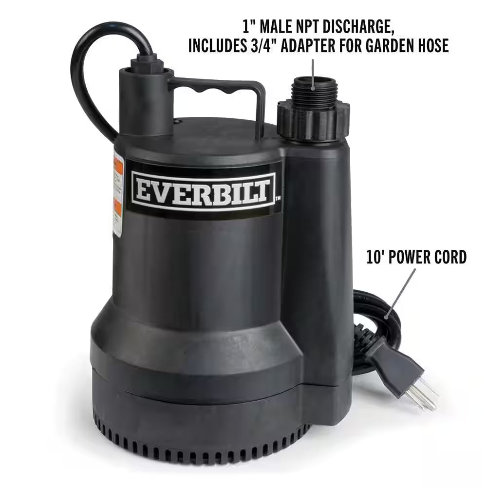 1/6 HP Plastic Submersible Utility Pump