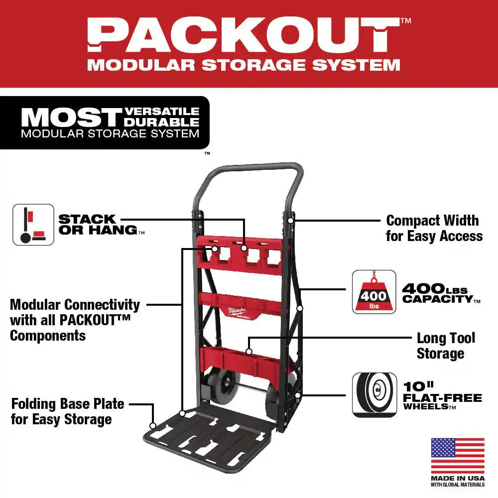 PACKOUT 20 In. 2-Wheel Utility Cart with Large Tool Box and Crate (3-Piece)