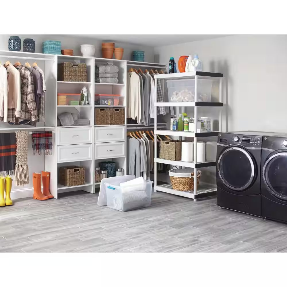 5-Tier Easy Assembly Multi-Purpose Plastic Garage Storage Shelving Unit in Gray (36 In. W X 72 In. H X 24 In. D)