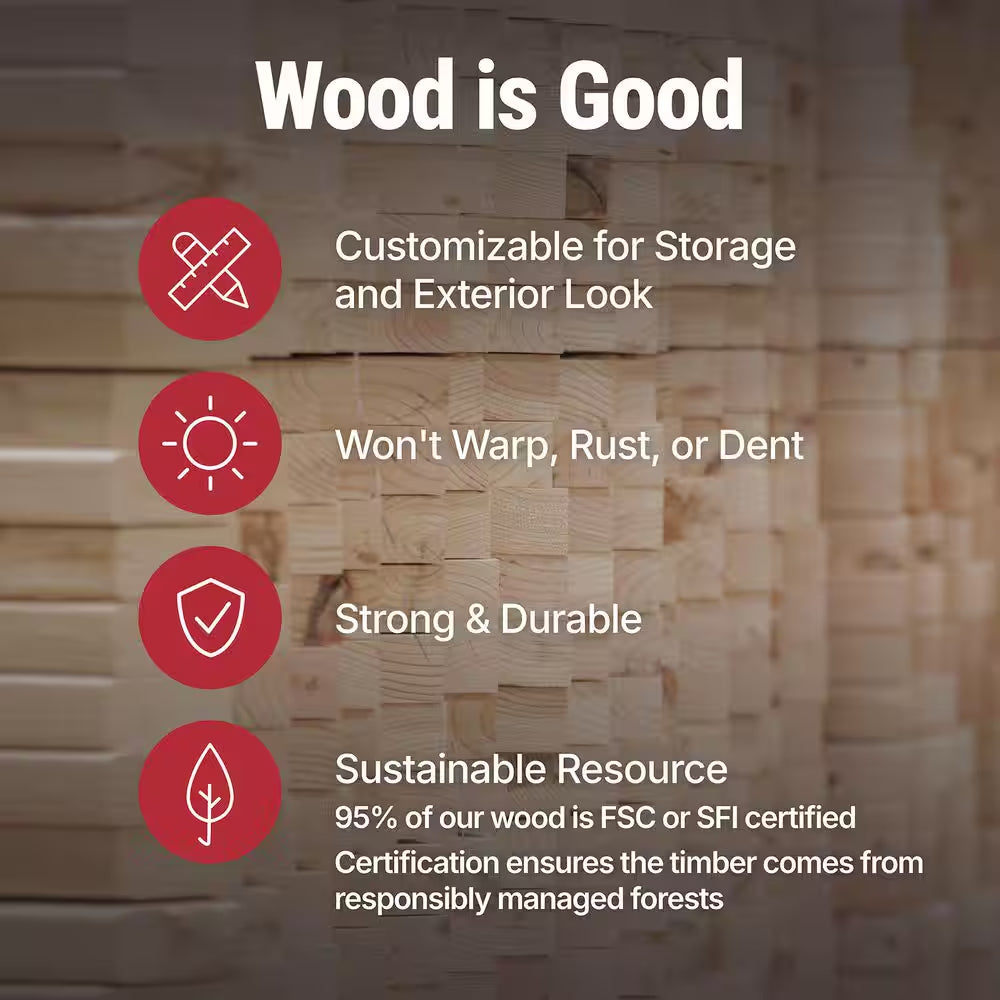 Assembly Included Majestic Deluxe 8 Ft. X 12 Ft. Wood Shed W/ Floor-Outdoor Storage W/ Gray Shingles (96 Sq. Ft.)