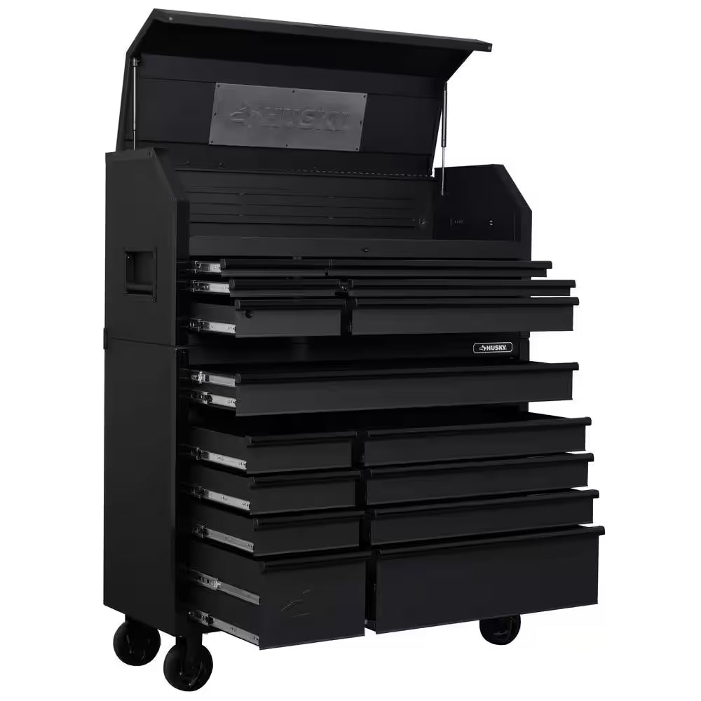 Tool Storage 52 In. W X 20 In. D Heavy Duty Rolling Tool Chest Combo in Matte Black