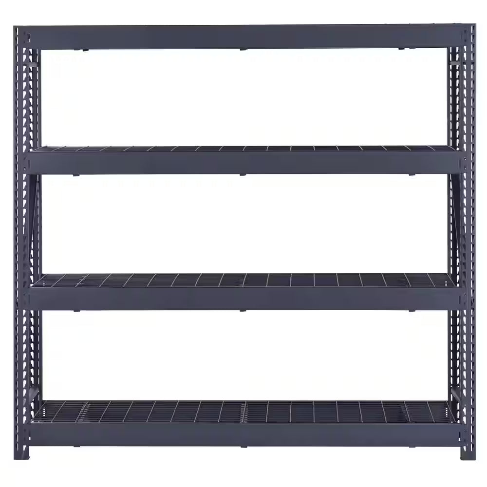4-Shelf Metal Industrial Duty Freestanding Garage Storage Shelving Unit in Black (77 In. W X 72 In. H X 24 In. D)