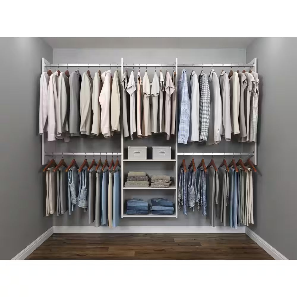 Deluxe 60 In. W - 96 In. W White Wood Closet System