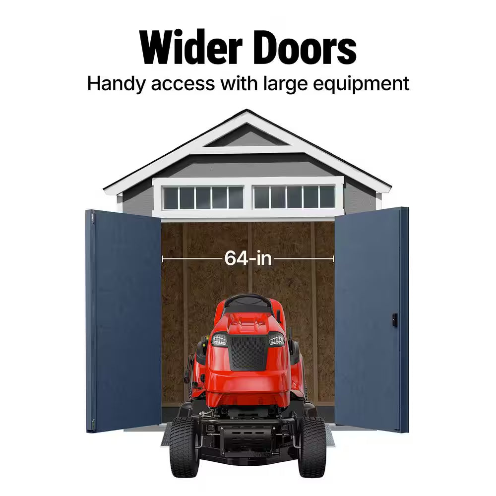 Assembly Included Majestic Deluxe 8 Ft. X 12 Ft. Wood Shed W/ Floor-Outdoor Storage W/ Gray Shingles (96 Sq. Ft.)