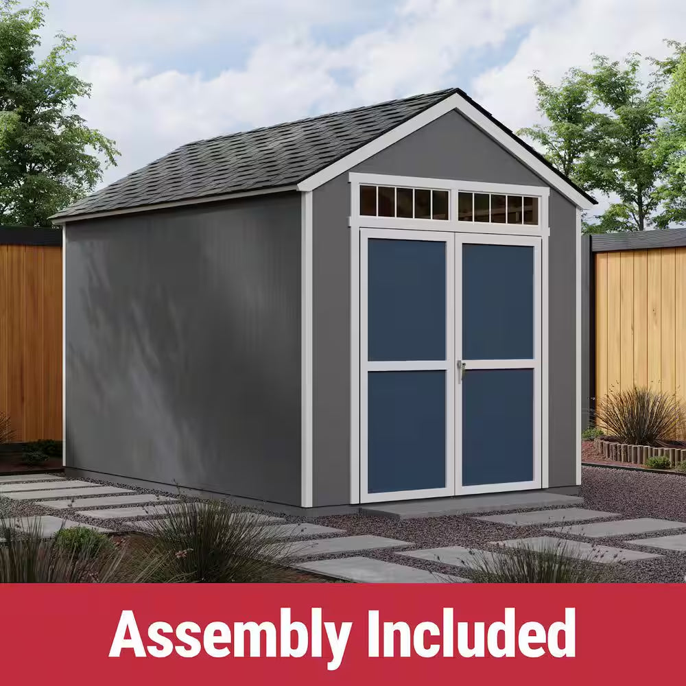 Assembly Included Majestic Deluxe 8 Ft. X 12 Ft. Wood Shed W/ Floor-Outdoor Storage W/ Gray Shingles (96 Sq. Ft.)