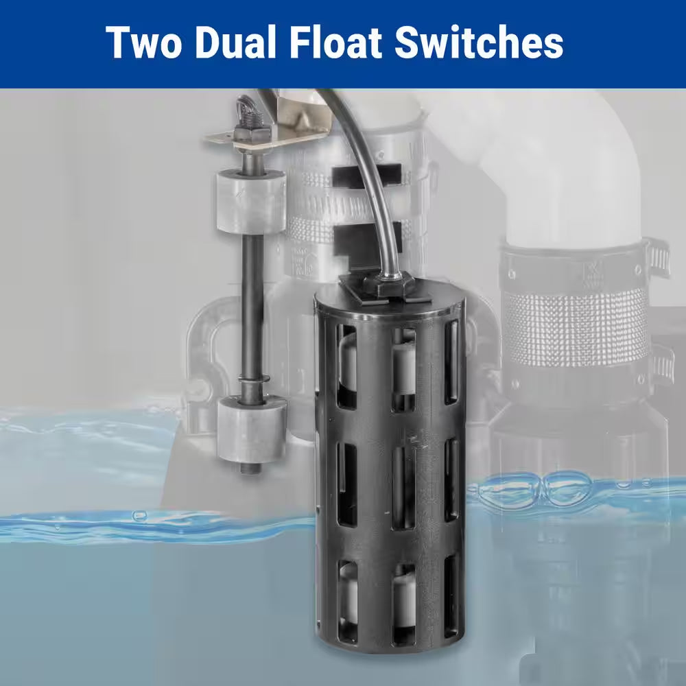 Big Combo Connect 1/2 HP Primary and Battery Backup Sump Pump System with Smart Wi-Fi Capable Monitoring Controller
