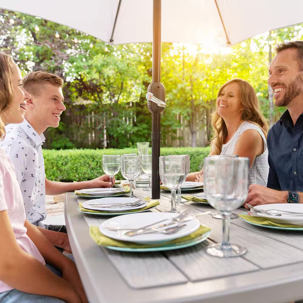 72 In. Bronze Sand Rectangle Steel Frame Picnic Table in Storm Dust Rough Cut Color, Folding