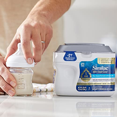 Similac 360 Total Care Infant Formula, Has 5 HMO Prebiotics, Our Closest Prebiotic Blend to Breast Milk, Non-GMO, Baby Formula Powder, 20.6-oz Tub