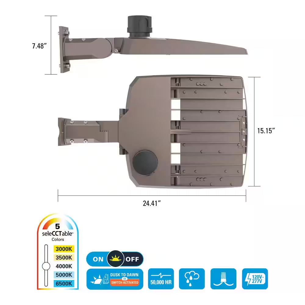 450-Watt Equivalent Integrated LED, Bronze Area Light Large, 18000 Lumens