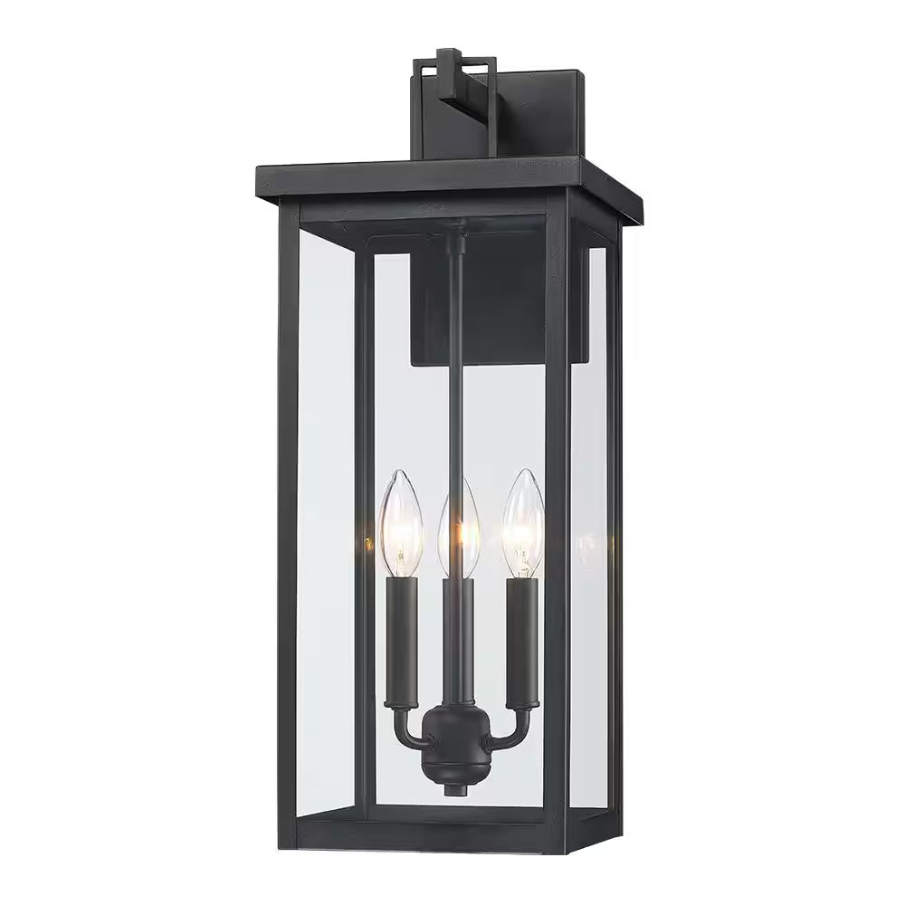 Trevot 3-Light 22.5 In. Large Black Outdoor Wall Lantern Sconce