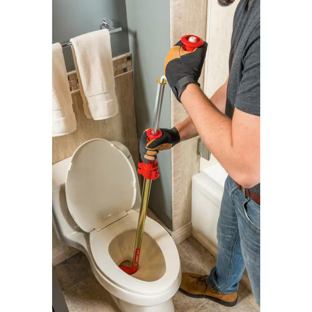 K-6P Hybrid Toilet Snake Auger, Cable Extends to 6 Ft. with Integrated Bulb Head (Manual or Cordless Drill Operated)