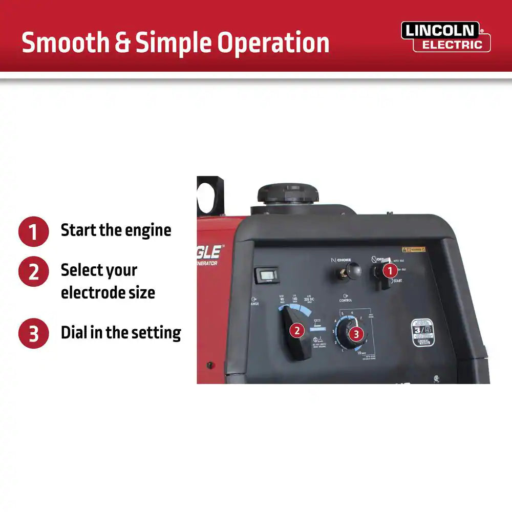 225 Amp Eagle 10,000 plus Gas Engine Driven Welder with LE Engine