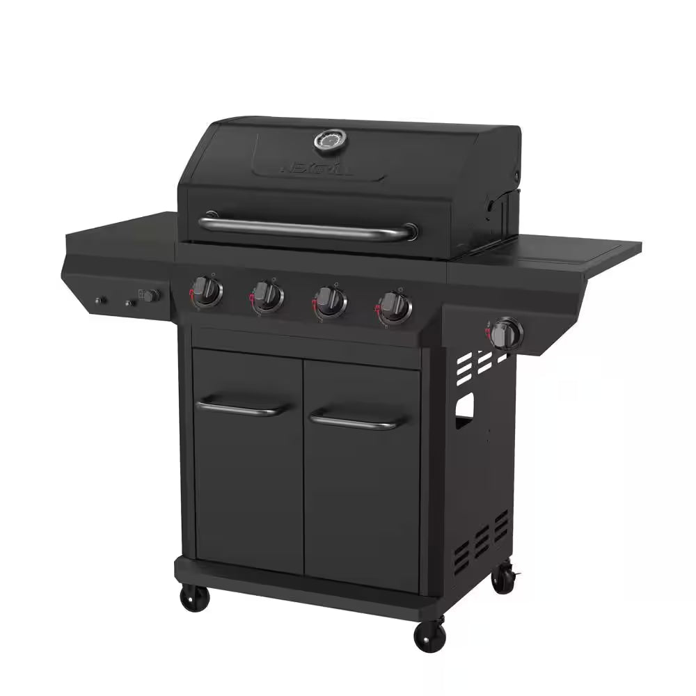 4 Burner Stainless Steel Propane Gas Grill with Side Burner
