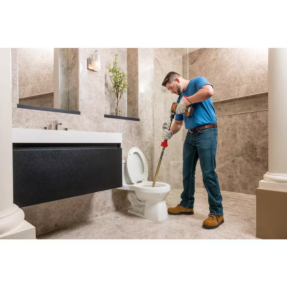 K-6P Hybrid Toilet Snake Auger, Cable Extends to 6 Ft. with Integrated Bulb Head (Manual or Cordless Drill Operated)