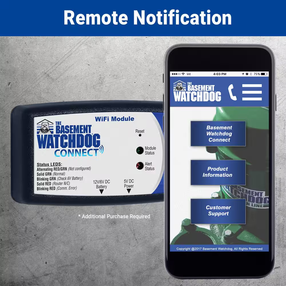 Big Combo Connect 1/2 HP Primary and Battery Backup Sump Pump System with Smart Wi-Fi Capable Monitoring Controller