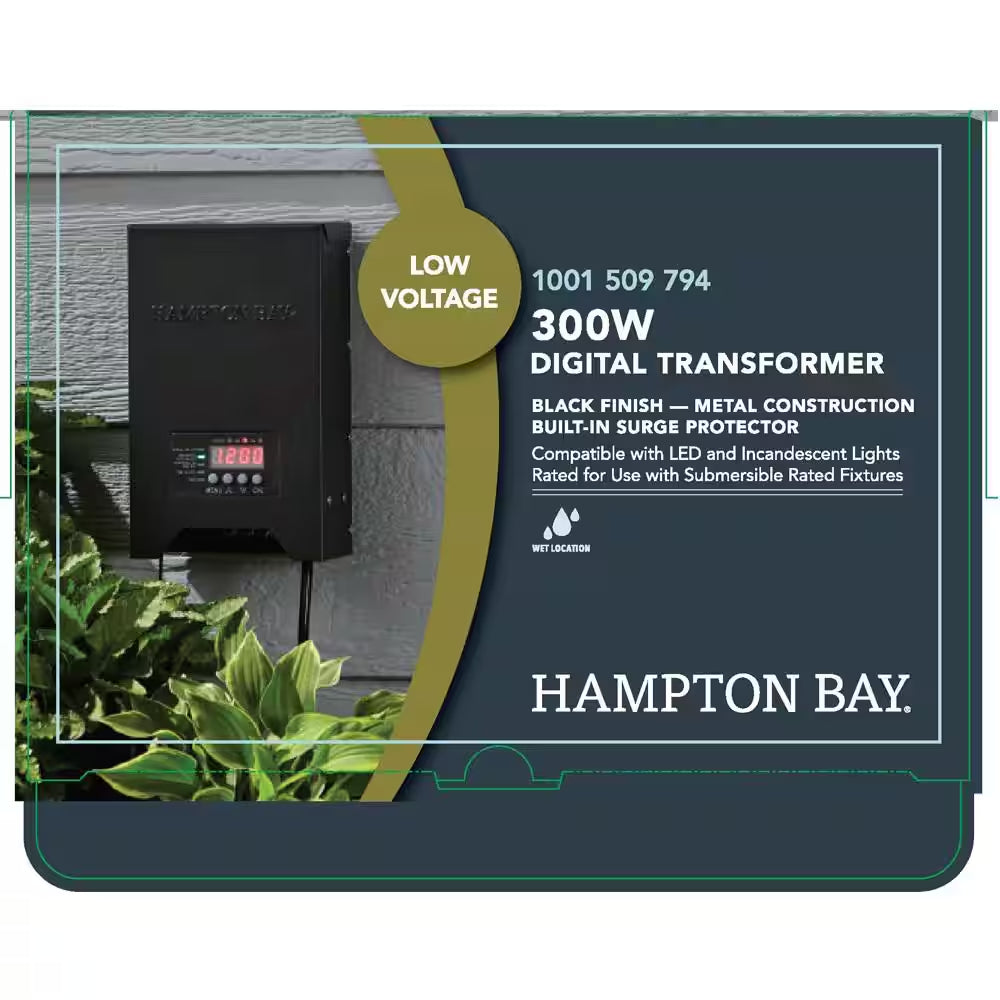 Low-Voltage 300-Watt Metal Landscape Lighting Transformer with Dusk to Dawn Sensor
