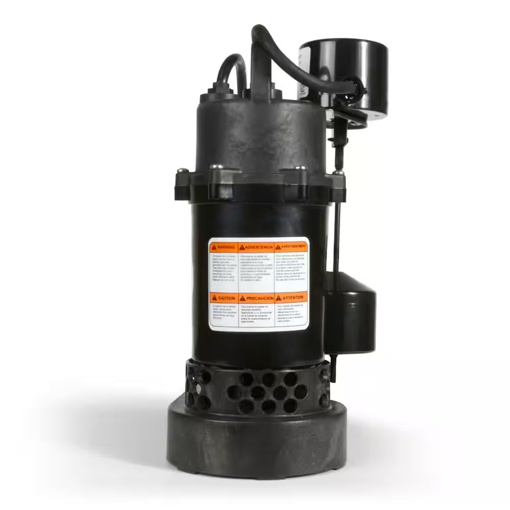 1/2 HP Aluminum Submersible Sump Pump Vertical Switch